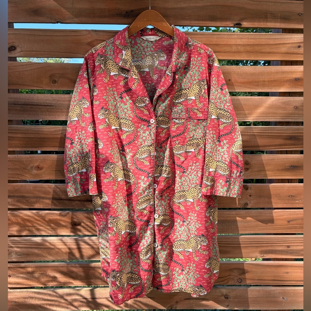 Printfresh Red and Gold Animal Print Shirt Nightgown